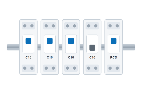 Modular circuit breakers on a DIN rail
